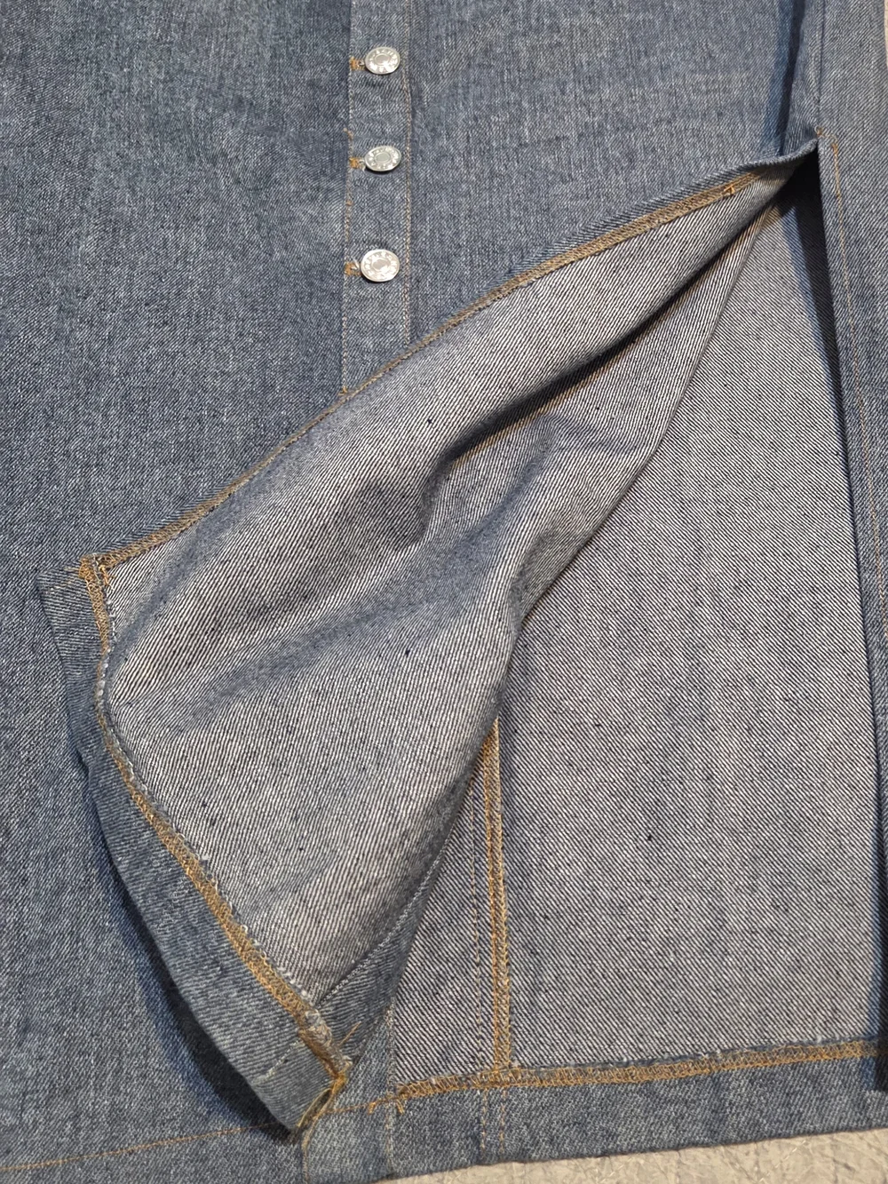Button-Front Denim Maxi Skirt in Blue - Picture 3 of 6